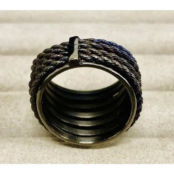 Judith Ripka Sterling Silver 4-Row Rope Band Ring Size 10.5 - Picture 8 of 8